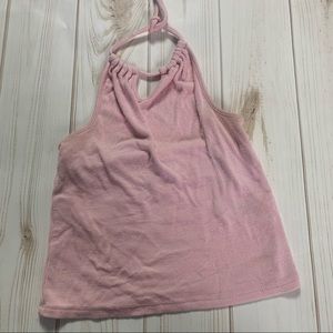 Pink Halter Tie Top w Keyhole